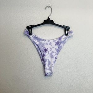 Purple and white tie dye high rise cheeky bikini bottoms